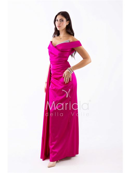 abito con strass scollo MARICLA ELEGANCE | FI7443FUCSIA